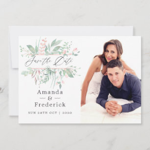 Pastel Blush Greenerity Wedding Save The Date