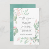 Pastel Blush Greenery Baby Shower Dankeskarte (Vorne/Hinten)