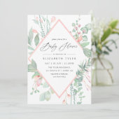 Pastel Blush Greenery Geometric Baby Shower Einladung (Stehend Vorderseite)