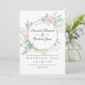 Pastel Blush Greenery Geometric Wedding Einladung (Stehend Vorderseite)