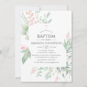 Pastel Blush Grüne Taufe oder Weihnachten Einladung (Vorderseite)