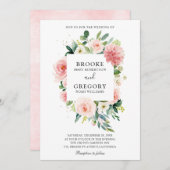Pastel Blush Hübsch Pink Botanische Hochzeit mit f Einladung (Vorne/Hinten)