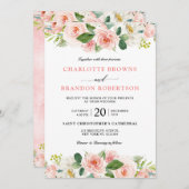 Pastel Blush Hübsch Pink Botanische Hochzeit mit f Einladung (Vorne/Hinten)