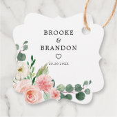 Pastel Blush Hübsch Pink Botanische Hochzeit mit f Geschenkanhänger (Rückseite)