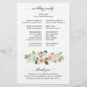 Pastel Blush Hübsch Pink Botanisches Hochzeitsprog (Rückseite)