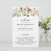 Pastel Blush Hübsch Pink Botanisches Hochzeitsprog (Stehend Vorderseite)