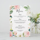 Pastel Blush Hübsches Botanisches Hochzeitsmenü (Stehend Vorderseite)
