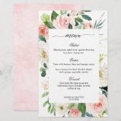 Pastel Blush Hübsches Botanisches Hochzeitsmenü (Vorne/Hinten)