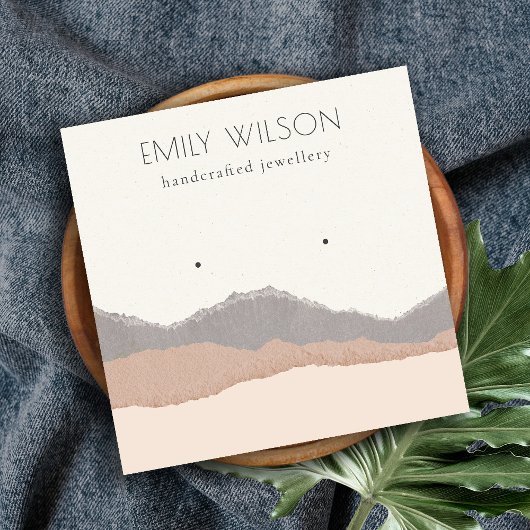Pastel Blush Kraft Mountain Wave Earring Display Quadratische Visitenkarte
