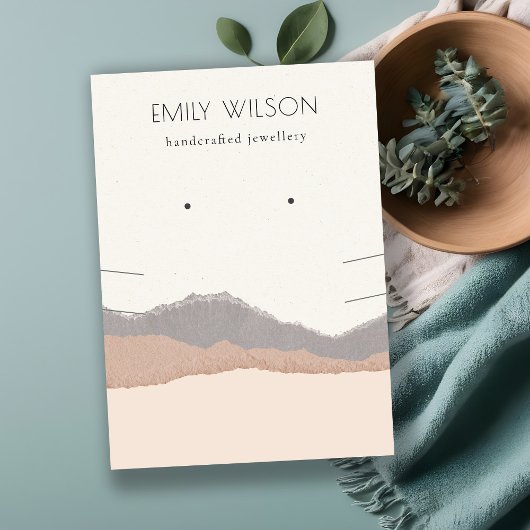 Pastel Blush Kraft Mountain Wave Earring Necklace Visitenkarte