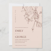 PASTEL BLUSH LINIE ZEICHNE FLORA SAVE THE DATE KAR DANKESKARTE (Vorderseite)