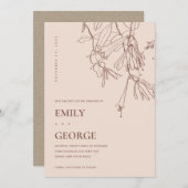 PASTEL BLUSH LINIE ZEICHNE FLORA SAVE THE DATE KAR DANKESKARTE (Vorne/Hinten)