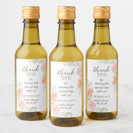 Pastel Blush Mini Weinflasche Etikett (Flaschen)