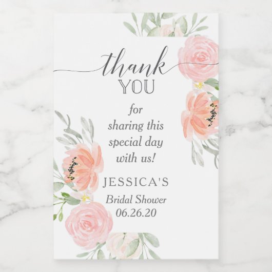 Pastel Blush Mini Weinflasche Etikett (Einzelnes Label)