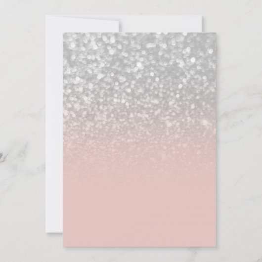 Pastel Blush Ombre Silver Glitzer Save the Date Einladung (Rückseite)