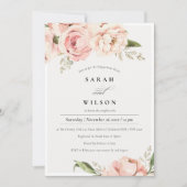 Pastel Blush Peach Peony Verlobung einladen Dankeskarte (Vorderseite)