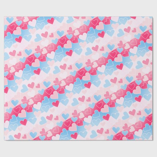 Pastel Blush Pink Baby Blue Hearts Liebe Romantisc Geschenkpapier (Flach)