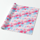 Pastel Blush Pink Baby Blue Hearts Liebe Romantisc Geschenkpapier (Ungerollt)