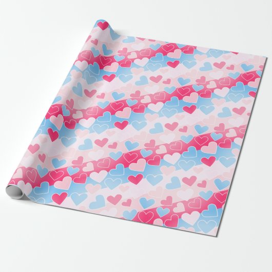 Pastel Blush Pink Baby Blue Hearts Liebe Romantisc Geschenkpapier (Ungerollt)