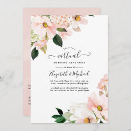 Pastel Blush Pink Bloral Online Virtual Wedding Einladung