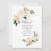 Pastel Blush Pink Bloral Wedding Einladung (Vorderseite)