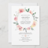 Pastel Blush Pink Bloral Wedding Einladung (Vorderseite)