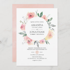 Pastel Blush Pink Bloral Wedding Einladung