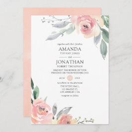 Pastel Blush Pink Bloral Wedding Einladung