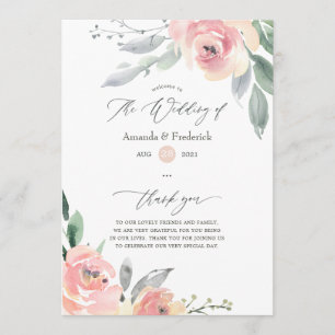 Pastel Blush Pink Bloral Wedding Programm