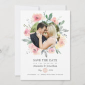 Pastel Blush Pink Bloral Wedding Save The Date (Vorderseite)