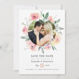 Pastel Blush Pink Bloral Wedding Save The Date