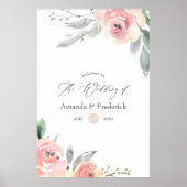 Pastel Blush Pink Blues Hochzeit Willkommen Poster (Vorne)
