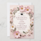 Pastel Blush Pink Boho Wildblume Graduation Party Einladung (Vorderseite)