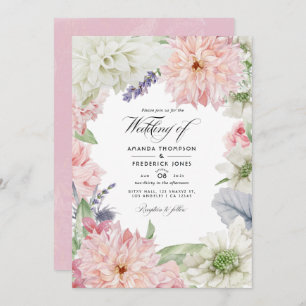 Pastel Blush Pink Dahlia Hochzeit Einladung