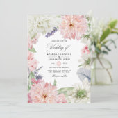 Pastel Blush Pink Dahlia Hochzeit Einladung (Stehend Vorderseite)
