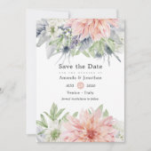 Pastel Blush Pink Dahlia Hochzeit speichern das Da Save The Date (Vorderseite)