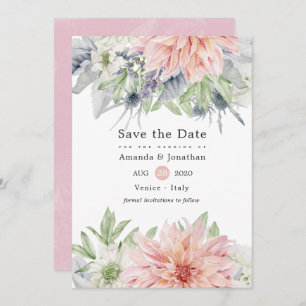 Pastel Blush Pink Dahlia Hochzeit speichern das Da Save The Date
