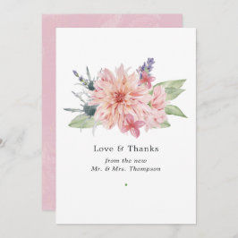 Pastel Blush Pink Dahlia Wedding Dankeskarte
