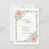 Pastel Blush Pink Dahlia Wedding RSVP Karte (Vorderseite)