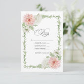 Pastel Blush Pink Dahlia Wedding RSVP Karte (Stehend Vorderseite)