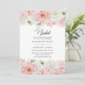 Pastel Blush Pink Dahlia Wedding Update Einladung (Stehend Vorderseite)