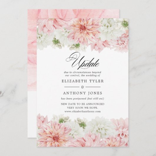 Pastel Blush Pink Dahlia Wedding Update Einladung (Vorne/Hinten)
