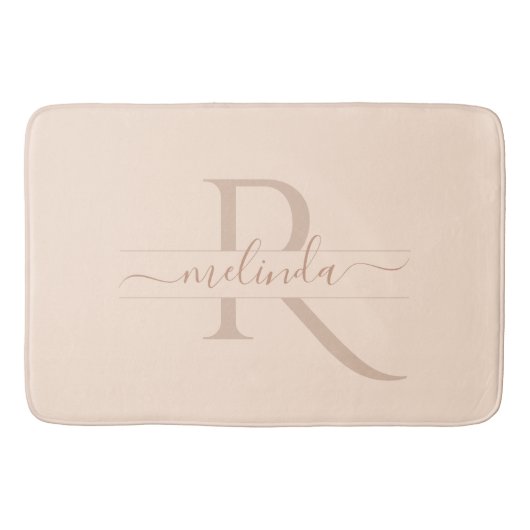 Pastel Blush Pink Elegante Monogramm Chic Name Badematte (Vorderseite)