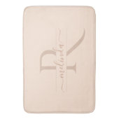 Pastel Blush Pink Elegante Monogramm Chic Name Badematte (Vorderseite Vertikal)