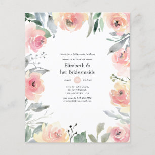 Pastel Blush Pink Floral Bridesmaids Luncheon Flyer