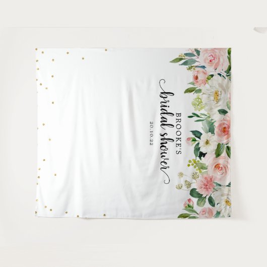 Pastel Blush Pink FloralBridal Dusche Foto Wandteppich (Vorderseite (Horizontal))