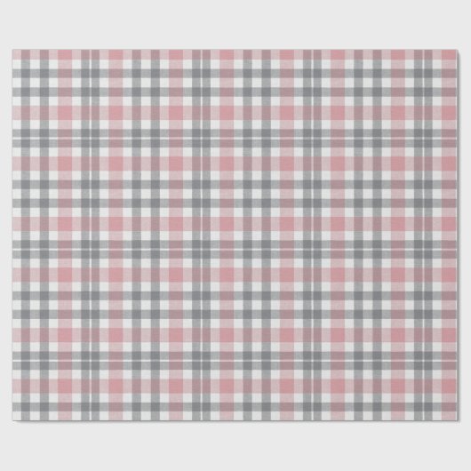Pastel Blush Pink Gray White Plaid Pattern Geschenkpapier (Flach)