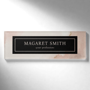 Pastel Blush Pink in Gold Mitarbeiterinnen Namenschild