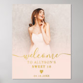 Pastel Blush pink ombre Foto Sweet 16 willkommen Foliendrucke (Vorderseite)