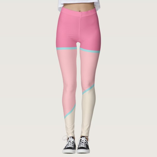Pastel Blush pink Teal yellow color block Leggings (Vorderseite)